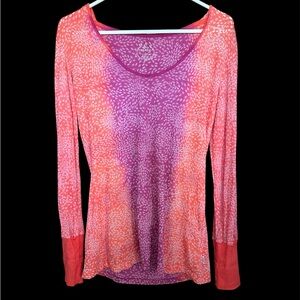 PRANA Women’s Lightweight Sheer Pullover Size L Purple Orange Ombré Colorful
